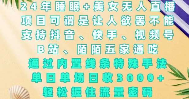 2024年睡眠+美女无人直播，通过内置线条特殊手法，单场日收3k+，轻松握住流量密码【揭秘】 - 严选资源大全 - 严选资源大全