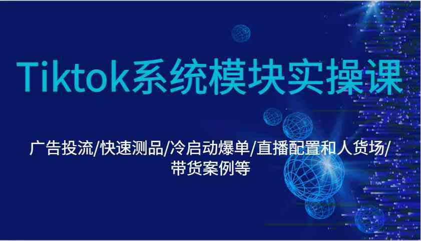 Tiktok系统模块实操课：广告投流/快速测品/冷启动爆单/直播配置和人货场/带货案例等 - 严选资源大全 - 严选资源大全