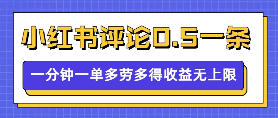 小红书留言评论，0.5元/条，一分钟一单，多劳多得，收益无上限 - 严选资源大全 - 严选资源大全