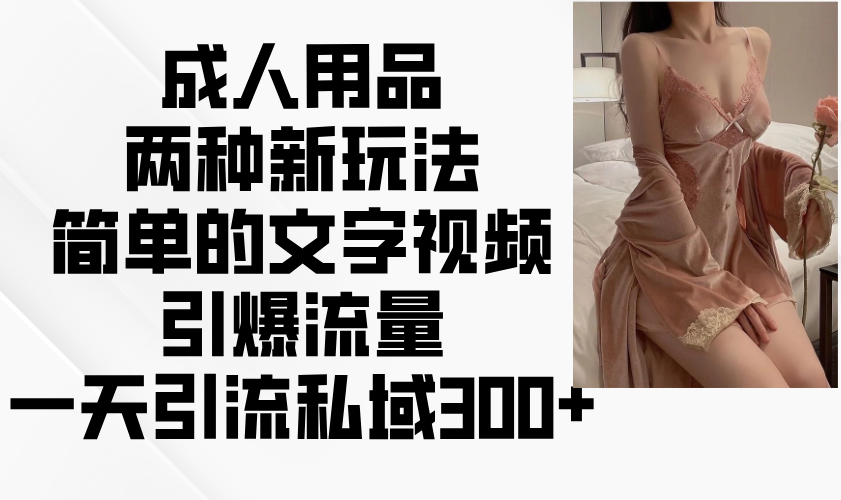 成人用品两种新玩法，简单的文字视频引爆流量，一天引流私域300+ - 严选资源大全 - 严选资源大全