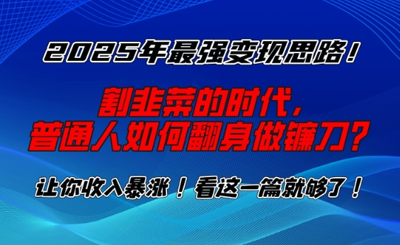 2025年最强变现思路，割韭菜的时代， 普通人如何翻身做镰刀？【揭秘】 - 严选资源大全 - 严选资源大全