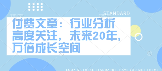 付费文章：行业分析 高度关注，未来20年，万倍成长空间 - 严选资源大全 - 严选资源大全