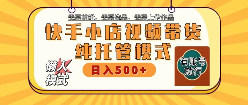 快手小店代运营躺赚项目 二八分成 长期稳定 保底月入3k+ - 严选资源大全 - 严选资源大全