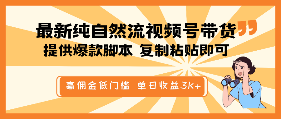 最新纯自然流视频号带货，提供爆款脚本简单 复制粘贴即可，高佣金低门槛，单日收益3K+ - 严选资源大全 - 严选资源大全