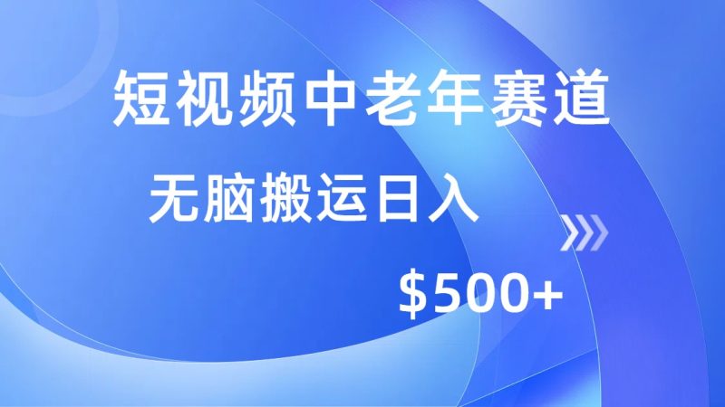 短视频中老年赛道,操作简单,多平台收益,无脑搬运日入500+ - 严选资源大全 - 严选资源大全