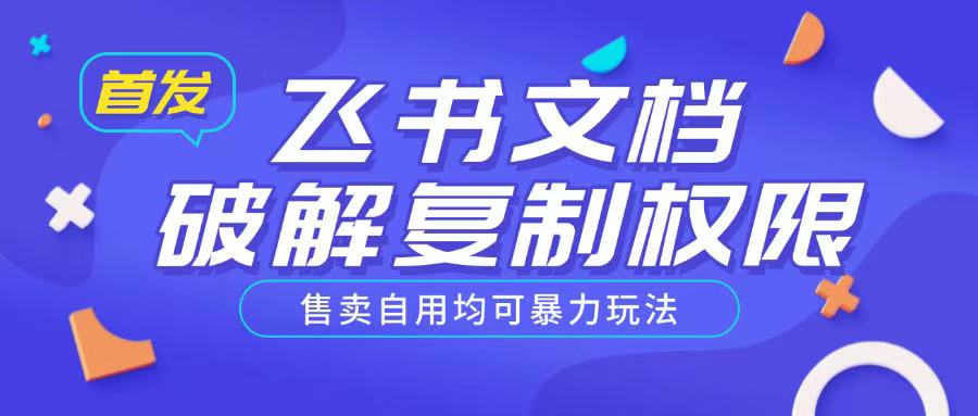 首发飞书文档破解复制权限，售卖自用均可暴力玩法 - 严选资源大全 - 严选资源大全