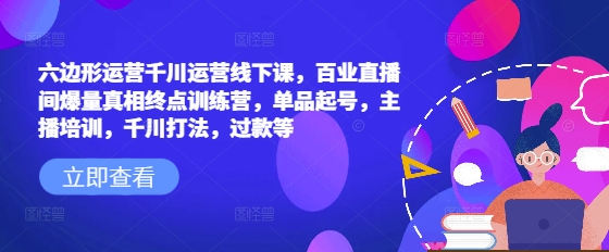 六边形运营千川运营线下课，百业直播间爆量真相终点训练营，单品起号，主播培训，千川打法，过款等 - 严选资源大全 - 严选资源大全
