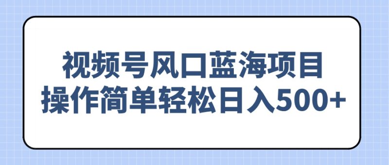 视频号风口蓝海项目,操作简单轻松日入500+ - 严选资源大全 - 严选资源大全