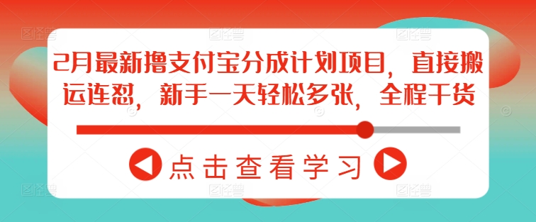 2月最新撸支付宝分成计划项目，直接搬运连怼，新手一天轻松多张，全程干货 - 严选资源大全 - 严选资源大全