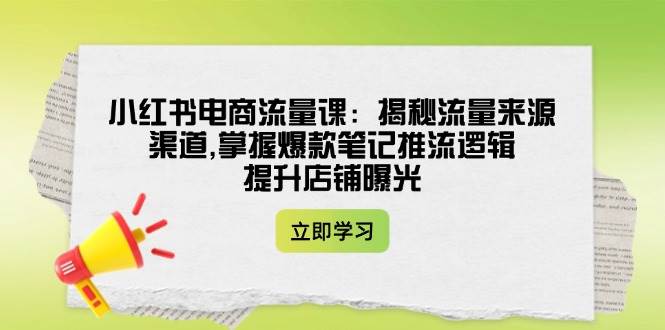 小红书电商流量课：揭秘流量来源渠道,掌握爆款笔记推流逻辑,提升店铺曝光 - 严选资源大全 - 严选资源大全