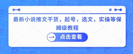 最新小说推文干货，起号，选文，实操等保姆级教程 - 严选资源大全 - 严选资源大全