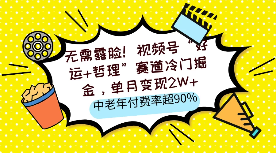 无需露脸！视频号“好运+哲理”赛道冷门掘金，单月变现2W+，中老年付费率超90% - 严选资源大全 - 严选资源大全
