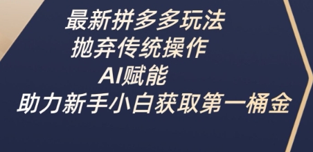 最新拼多多玩法，抛弃传统操作，AI赋能，助力新手小白获取第一桶金 - 严选资源大全 - 严选资源大全