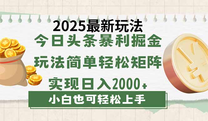 今日头条2025最新玩法，思路简单，复制粘贴，轻松实现矩阵日入2000+ - 严选资源大全 - 严选资源大全