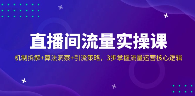 直播间流量实操课：机制拆解+算法洞察+引流策略，3步掌握流量运营核心逻辑 - 严选资源大全 - 严选资源大全