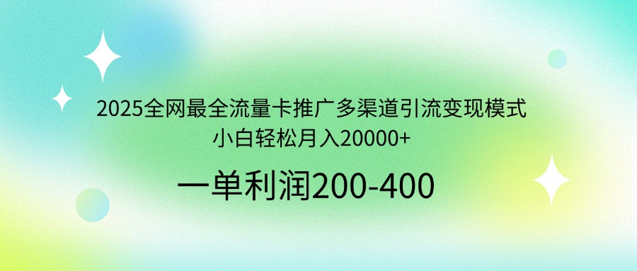 2025全网最全流量卡推广多渠道引流变现模式，小白轻松月入20000+ - 严选资源大全 - 严选资源大全
