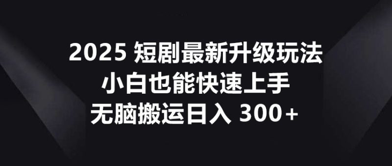 2025短剧最新升级玩法,小白也能快速上手,无脑搬运日入300+ - 严选资源大全 - 严选资源大全