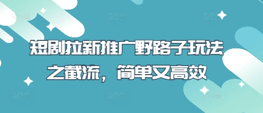 短剧拉新推广野路子玩法之截流，简单又高效 - 严选资源大全 - 严选资源大全