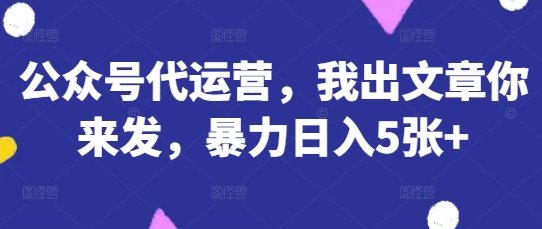 公众号代运营，我出文章你来发，暴力日入5张+【揭秘】 - 严选资源大全 - 严选资源大全