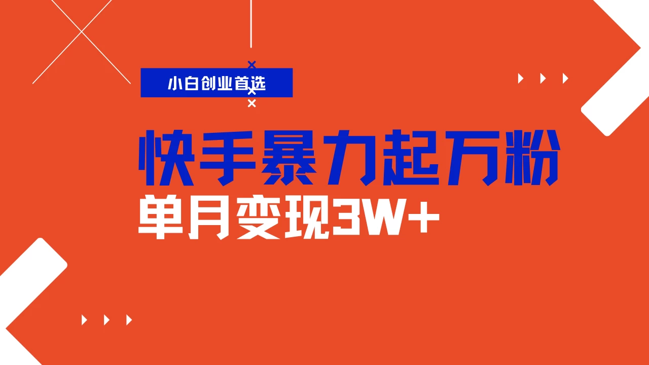 快手起万粉账号，3天一个万粉号，多种变现模式，操作简单无脑复制，小白也能月入过万 - 严选资源大全 - 严选资源大全