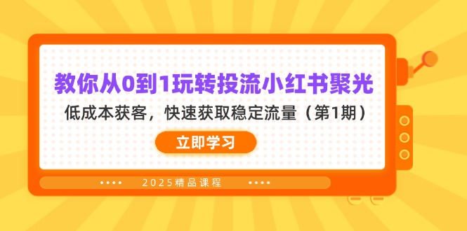 教你从0到1玩转投流小红书聚光，低成本获客，快速获取稳定流量(第1期 - 严选资源大全 - 严选资源大全