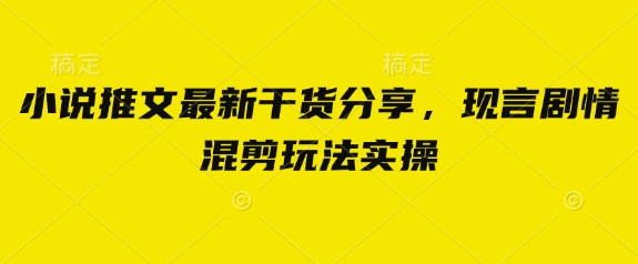 小说推文最新干货分享，现言剧情混剪玩法实操 - 严选资源大全 - 严选资源大全