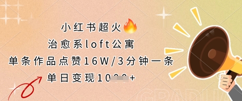 小红书超火的治愈系loft公寓，单条作品点赞16W，3分钟一条，单日变现数张 - 严选资源大全 - 严选资源大全