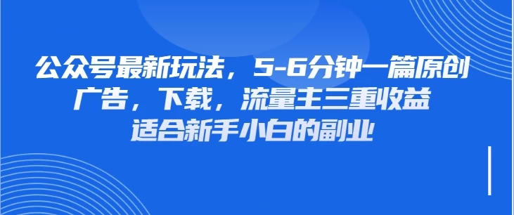 公众号最新玩法，广告，下载，流量主三重收益，非常适合新手小白的项目 - 严选资源大全 - 严选资源大全