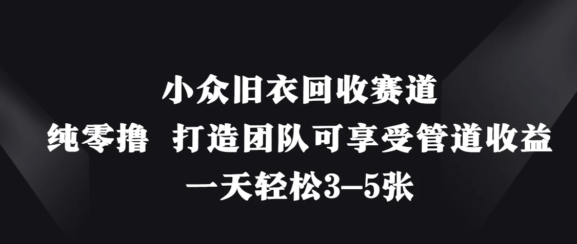 小众旧衣回收赛道，纯零撸 打造团队可享受管道收益，一天轻松3-5张 - 严选资源大全 - 严选资源大全