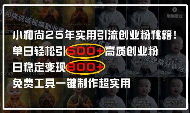 小和尚2025年实用引流秘籍！单日轻松引500+高质量创业粉，日变现800+，… - 严选资源大全 - 严选资源大全