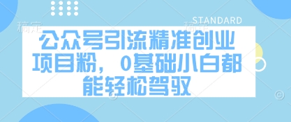 公众号引流精准创业项目粉，0基础小白都能轻松驾驭 - 严选资源大全 - 严选资源大全