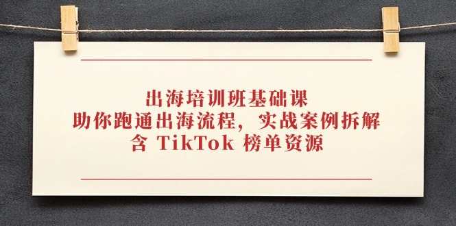 出海培训班基础课，助你跑通出海流程，实战案例拆解，含 TikTok 榜单资源 - 严选资源大全 - 严选资源大全