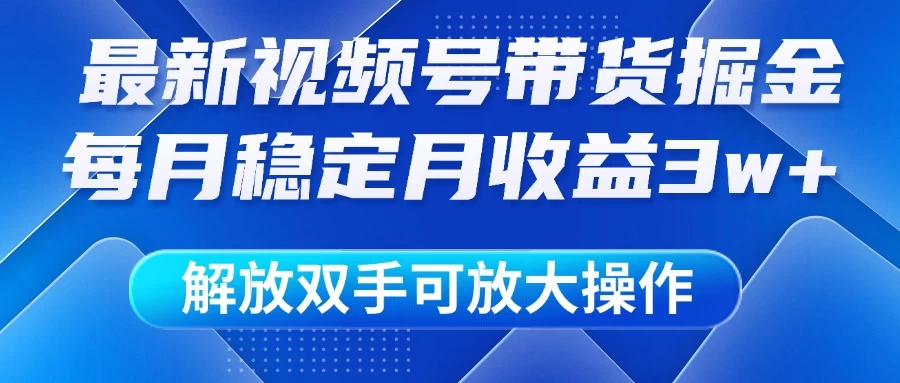 最新视频号带货掘金项目，每月稳定月收益3w+，解放双手，可放大操作 - 严选资源大全 - 严选资源大全