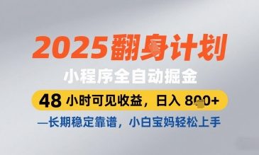 2025小程序全自动掘金，48 小时可见收益，日入8张，长期稳定靠谱，小白宝妈轻松上手【揭秘】 - 严选资源大全 - 严选资源大全