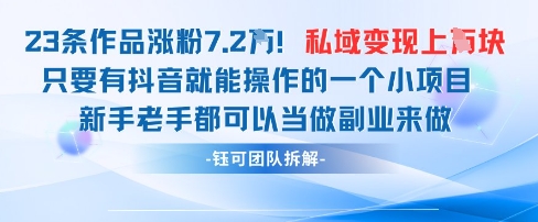 抖音私域项目23条作品涨粉7.2W，私域变现1W - 严选资源大全 - 严选资源大全