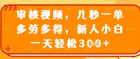 视频审核员，几秒一单，不限时间，不限地点，多做多得，新人小白一天轻松几张+【揭秘】 - 严选资源大全 - 严选资源大全