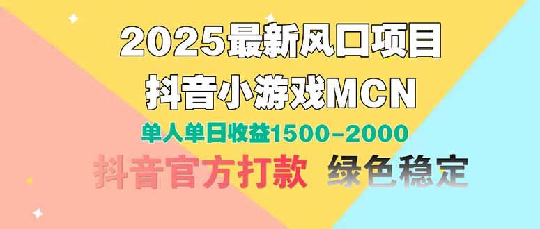 2025最新风口项目 抖音小游戏MCN 单人单日收益1500-2000+ - 严选资源大全 - 严选资源大全