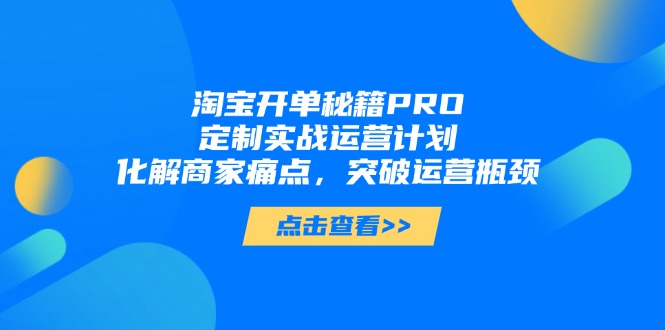 淘宝开单秘籍PRO，定制实战运营计划，化解商家痛点，突破运营瓶颈 - 严选资源大全 - 严选资源大全