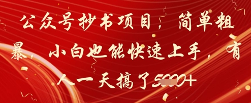 公众号抄书项目，简单粗暴，小白也能快速上手，有人一天搞了1k+ - 严选资源大全 - 严选资源大全