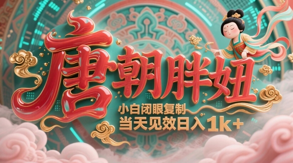 用AI克隆“唐朝胖妞”日更3条，平台疯狂推流，小白闭眼复制，当天见效，日入1k+ - 严选资源大全 - 严选资源大全