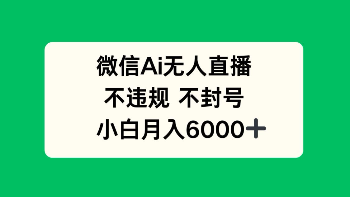 微信AI无人直播，不违规 不封号 ，小白月入6000+ - 严选资源大全 - 严选资源大全