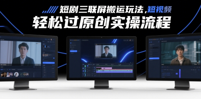 短剧三联屏搬运玩法，短剧搬运轻松过原创实操流程 - 严选资源大全 - 严选资源大全