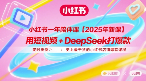 小红书一年陪伴课【2025年新课】，用短视频+deepSeek打爆款，史上最干货的小红书店铺爆款课程 - 严选资源大全 - 严选资源大全