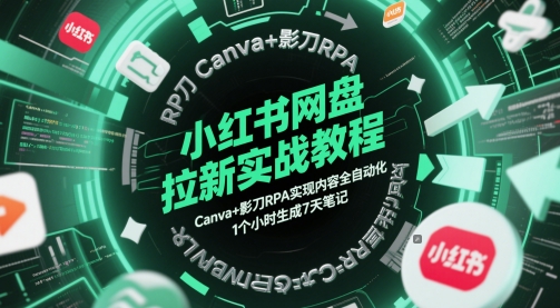 小红书网盘拉新实战教程，Canva+影刀RPA实现内容全自动化，1个小时生成7天笔记 - 严选资源大全 - 严选资源大全