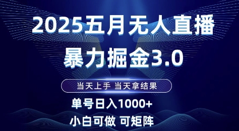2025五月无人直播暴力掘金3.0，当天上手，当天拿结果，单号日入1k+小白可做可矩阵【揭秘】 - 严选资源大全 - 严选资源大全