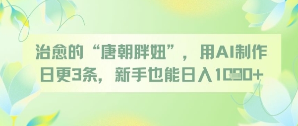 治愈的“唐朝胖妞”，用AI制作日更3条，新手也能日入多张 - 严选资源大全 - 严选资源大全