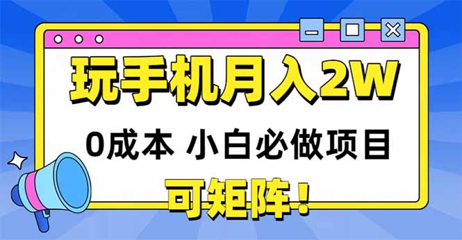 玩玩手机月入20000+，0成本小白必做项目，可矩阵 - 严选资源大全 - 严选资源大全