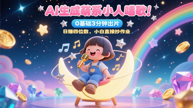 AI生成萌系小人唱歌！0基础3分钟出片，28个作品涨粉9万，日赚四位数，小白直接抄作业 - 严选资源大全 - 严选资源大全