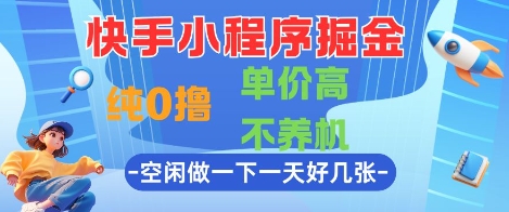 快手小程序掘金，纯0撸，单价高不养机 利用空闲时间做一做，一天好几张【揭秘】 - 严选资源大全 - 严选资源大全