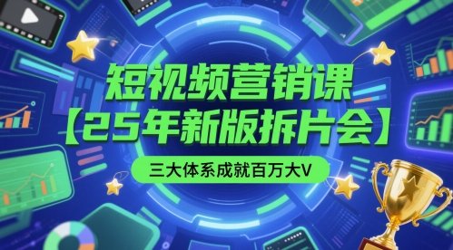 短视频营销课【25年新版拆片会】三大体系成就百万大V，包含正课、拆片会、手把手教学直播课等 - 严选资源大全 - 严选资源大全